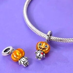 925 Sterling Silver Pumpkin Head Charm For Pandora Bracelets & Most Others-NEW